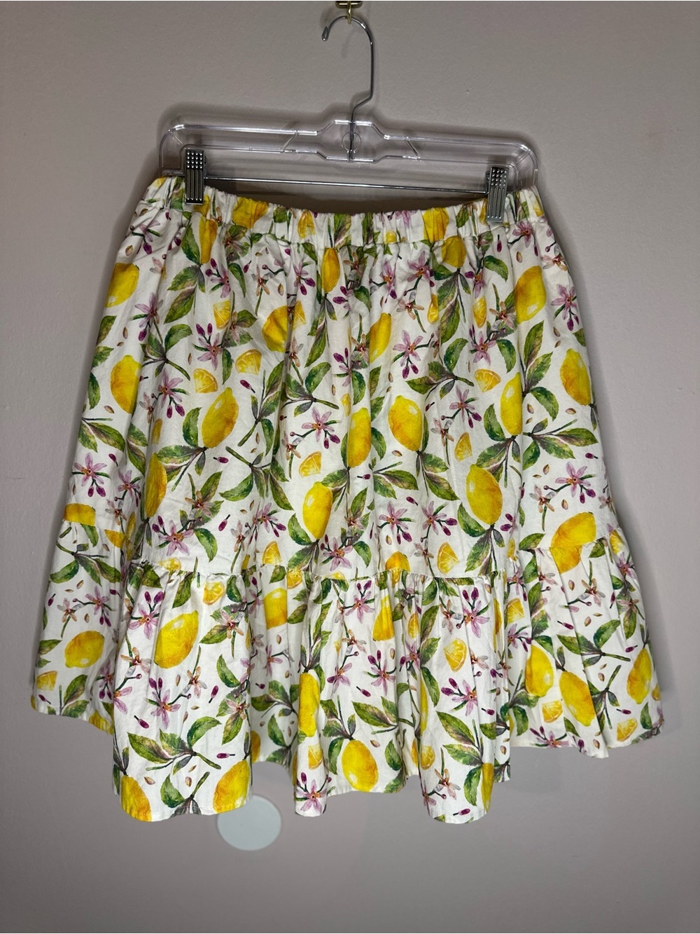 Mome Lemon Print Mini Skater Skirt - White & Yellow - Picture 2 of 9